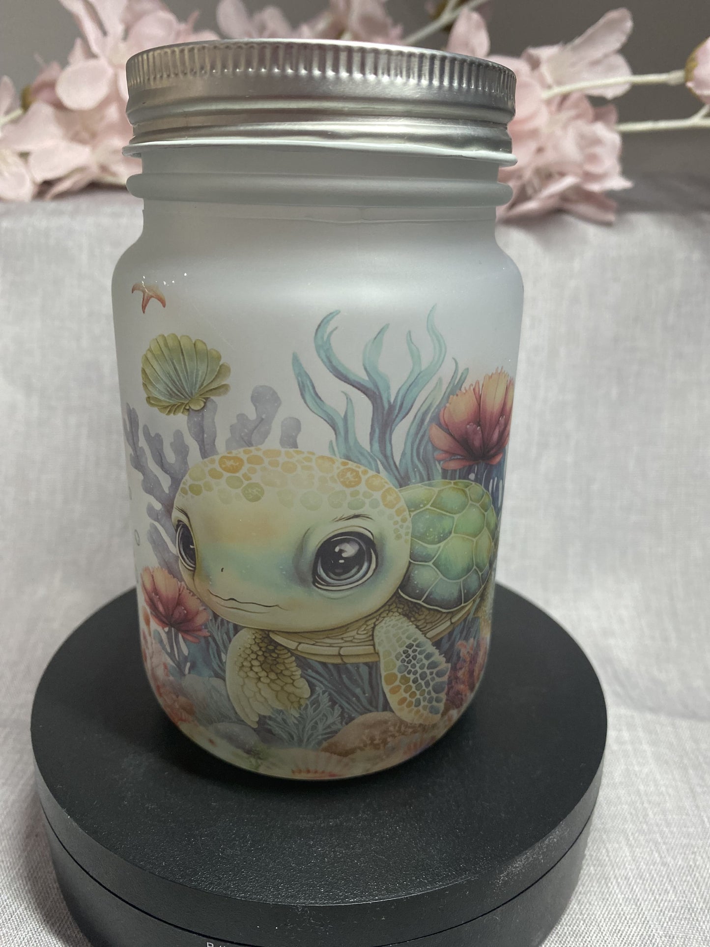 Glas mit Schildkröte